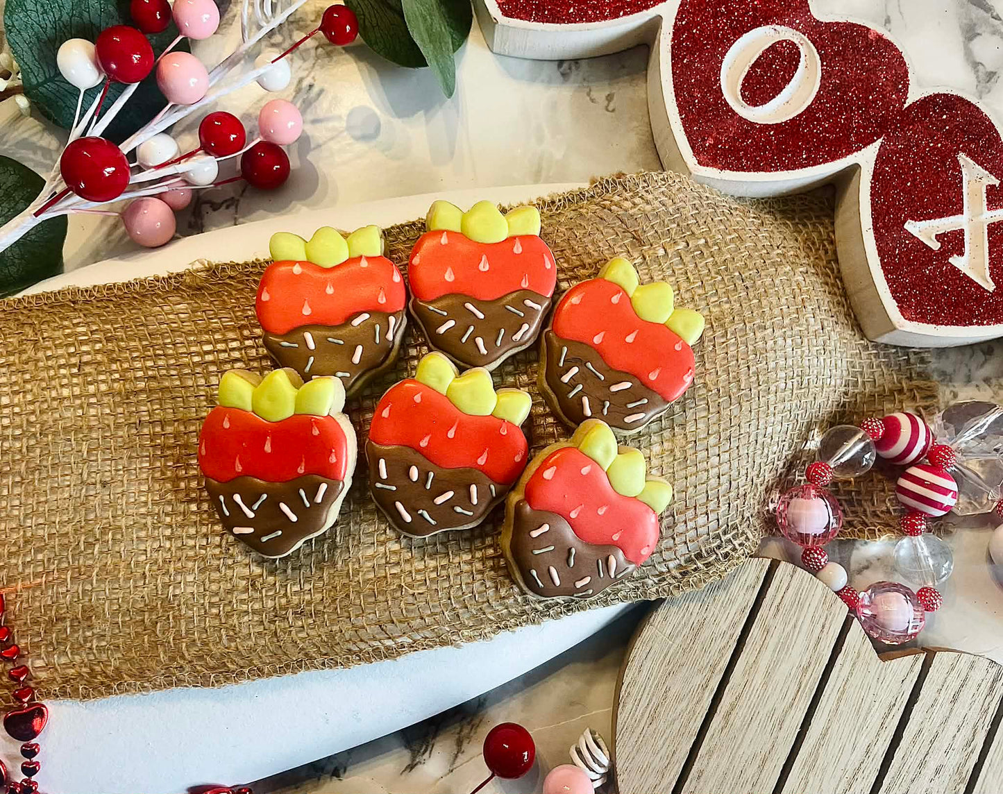 Mini Chocolate Covered Strawberries - Cookies
